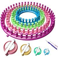 Readaeer Juego de Anillos para Tejer Juego de telares de Punto Redondo con Aguja de Gancho y Pompones